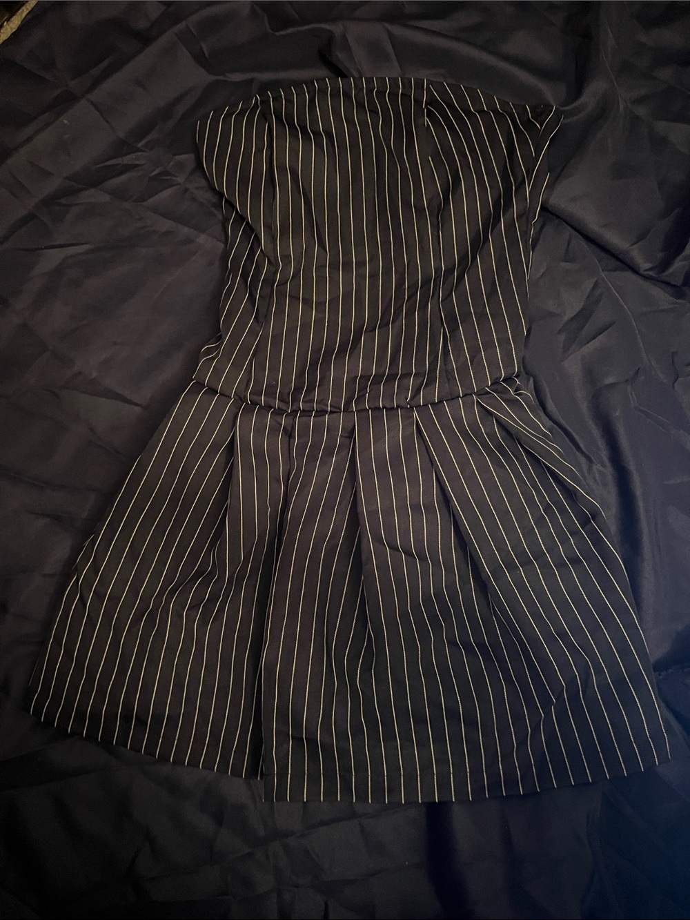 Strapless Black Pinstripe Dress